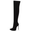 CUTEHEELS Women's 12 cm Stiletto Pointed Over-the-Knee Boots (Black, 37) view 4