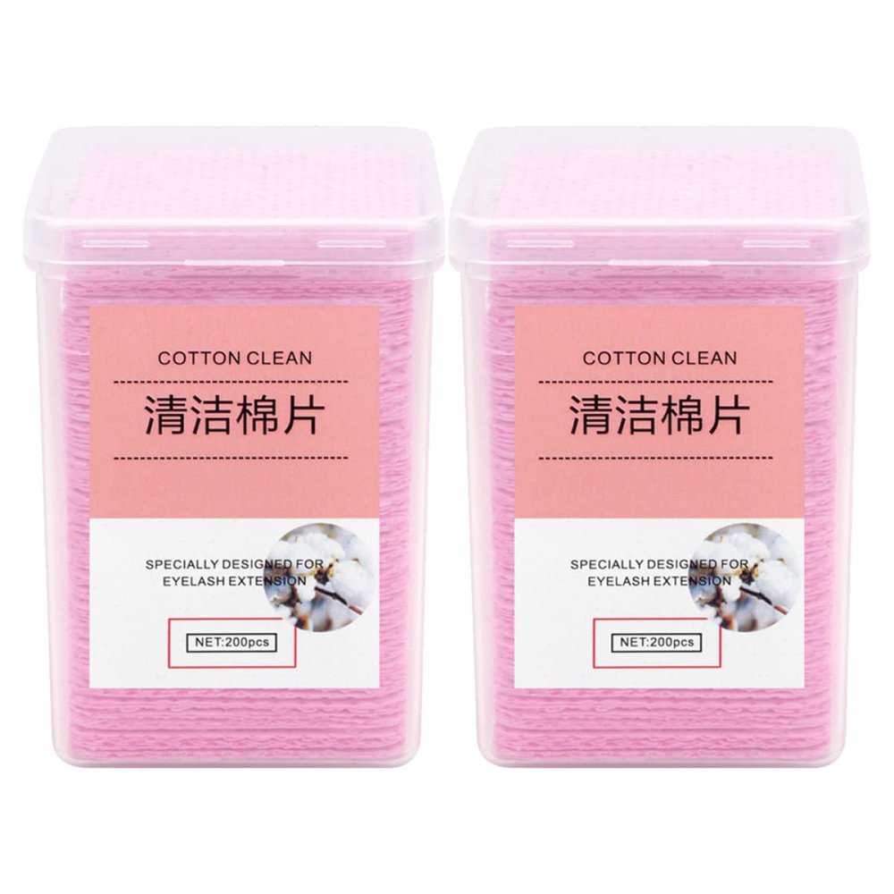 Eyelash Extension Cleaning Wipes, 400 Pieces, Pink, Lint-Free