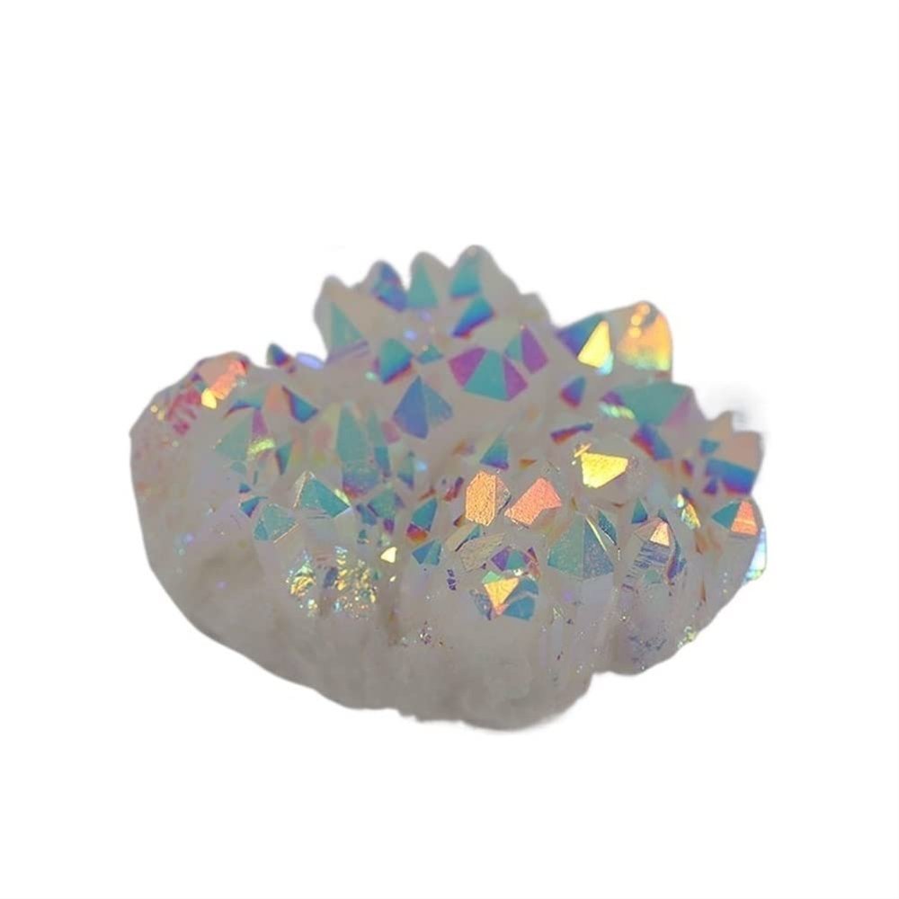 WGPHD At-Home Meditation Natural Healing Aurora Crystal Cluster Titanium Rainbow Aura Quartz for Home Décor (400–450 g)