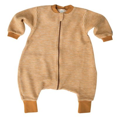 Lilano Merino Plush Sleeping Bag with Feet, 100% Wool (Organic), Curry/Natural, 98-104
