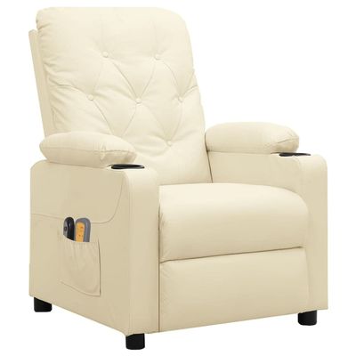vidaXL Electric Massage Recliner Cream Faux Leather