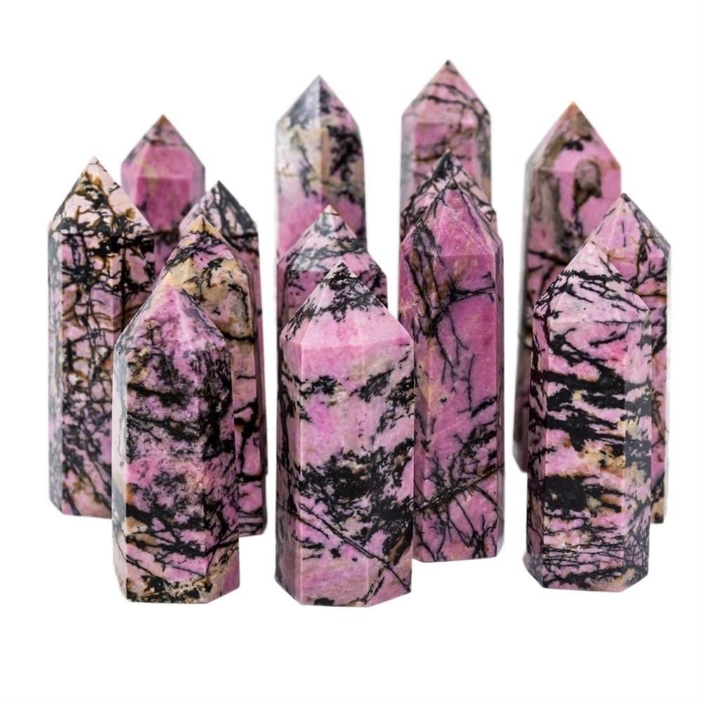 WGPHD At-Home Meditation Natural Reiki Garnet Point Crystal Tower Healing Stone, 1 Pack (Color: Rhodonite, Size: 7–8 cm)