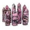 WGPHD At-Home Meditation Natural Reiki Garnet Point Crystal Tower Healing Stone, 1 Pack (Color: Rhodonite, Size: 7–8 cm) view 1
