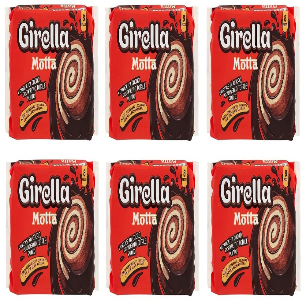 6x Motta Girella Sweet Baked Snack with Cocoa Filling (8 x 35 g), 280 g