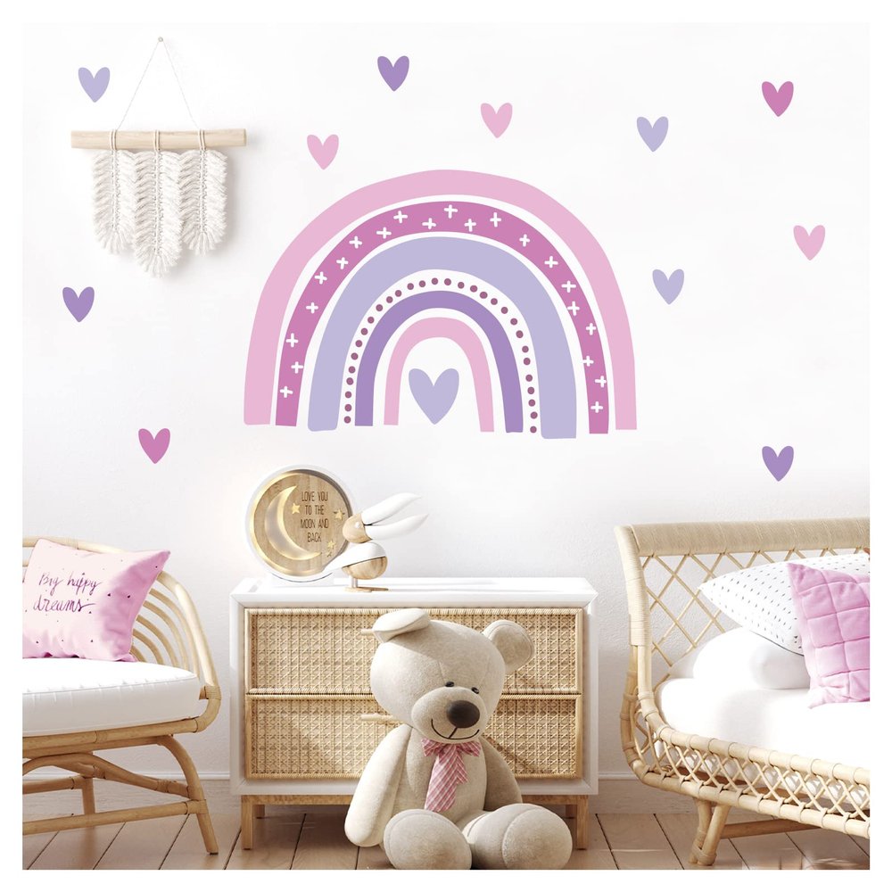 Little Deco Purple Rainbow and Hearts Wall Decal for Kids’ Room DL942-4
