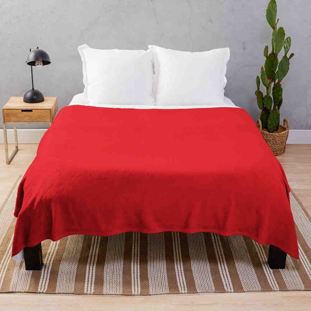 3D Solid Red Flannel Blanket, Ultra-Soft Lightweight Bed and Throw Blanket