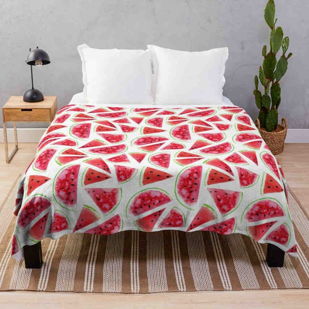 3D Watercolor Watermelon Slice Blanket