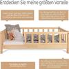 Kids' House Bed with Fall Guard, 80 x 180 cm, Pine Wood Frame and Slatted Base view 4