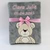 BotoBaby Personalized Baby Blanket with Name and Date of Birth – Baptism or Birth Gift (Gray – Teddy Brown) view 1
