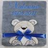 BotoBaby Personalized Baby Blanket with Name and Date of Birth – Baptism or Birth Gift (Gray – Teddy Brown) view 2