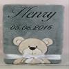 BotoBaby Personalized Baby Blanket with Name and Date of Birth – Baptism or Birth Gift (Gray – Teddy Brown) view 4