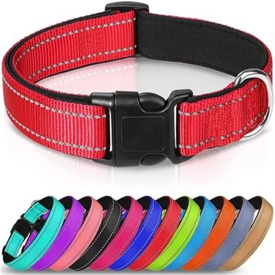 Dog Collar, Size S-L, Adjustable, Reflective, Stylish Design, Safety (L, Orange)