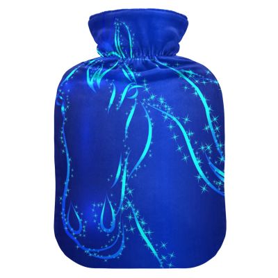 YOUJUNER Hot Water Bottle with Galaxy Blue Horse Cover, 2 L
