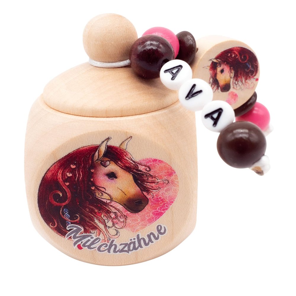Personalized Baby Tooth Box for Girls – Red Pony Horse
