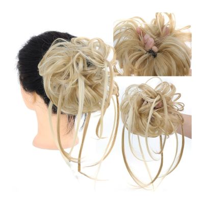 Messy Bun Hairpiece Scrunchie with Long Curly Synthetic Ponytail