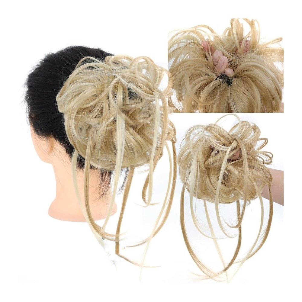 Messy Bun Hairpiece Scrunchie with Long Curly Synthetic Ponytail
