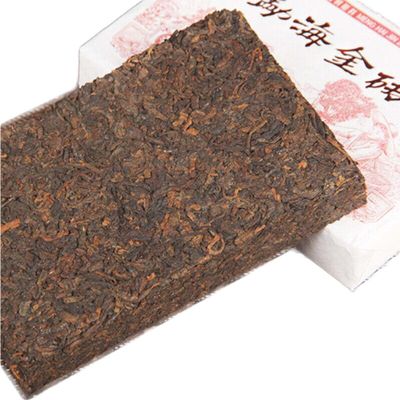 Menghai Golden Brick Ripe Pu'er Tea, Aged Old-Tree Tea, Mellow Black Tea, 250 g