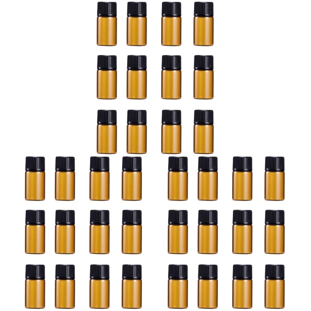 Beaupretty 3 Sets of 1 mL Mini Bottles with Black Caps, 12 Pieces per Set