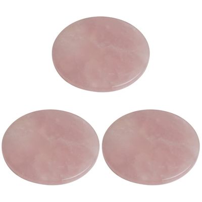 FRCOLOR 3-Piece Jade Eyelash Extension Adhesive Palettes, Round Crystal Pads for Professional Applications