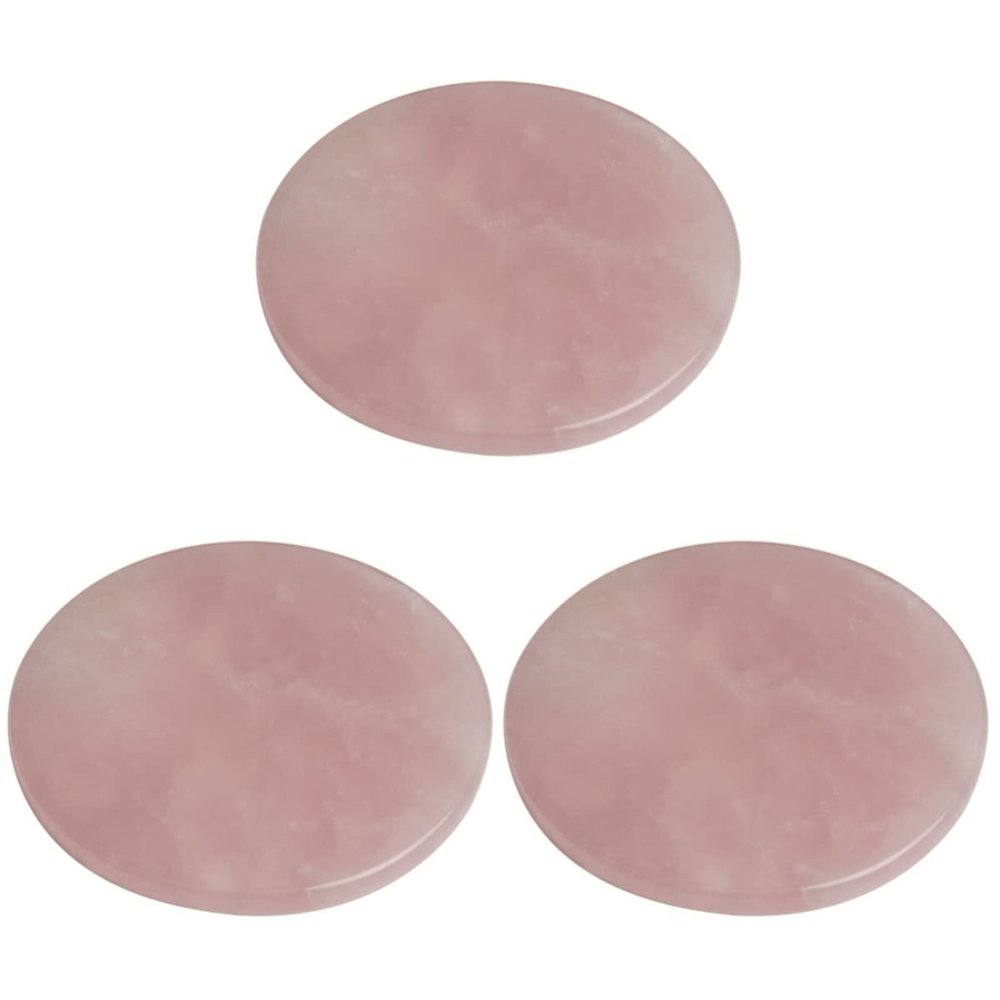 FRCOLOR 3-Piece Jade Eyelash Extension Adhesive Palettes, Round Crystal Pads for Professional Applications