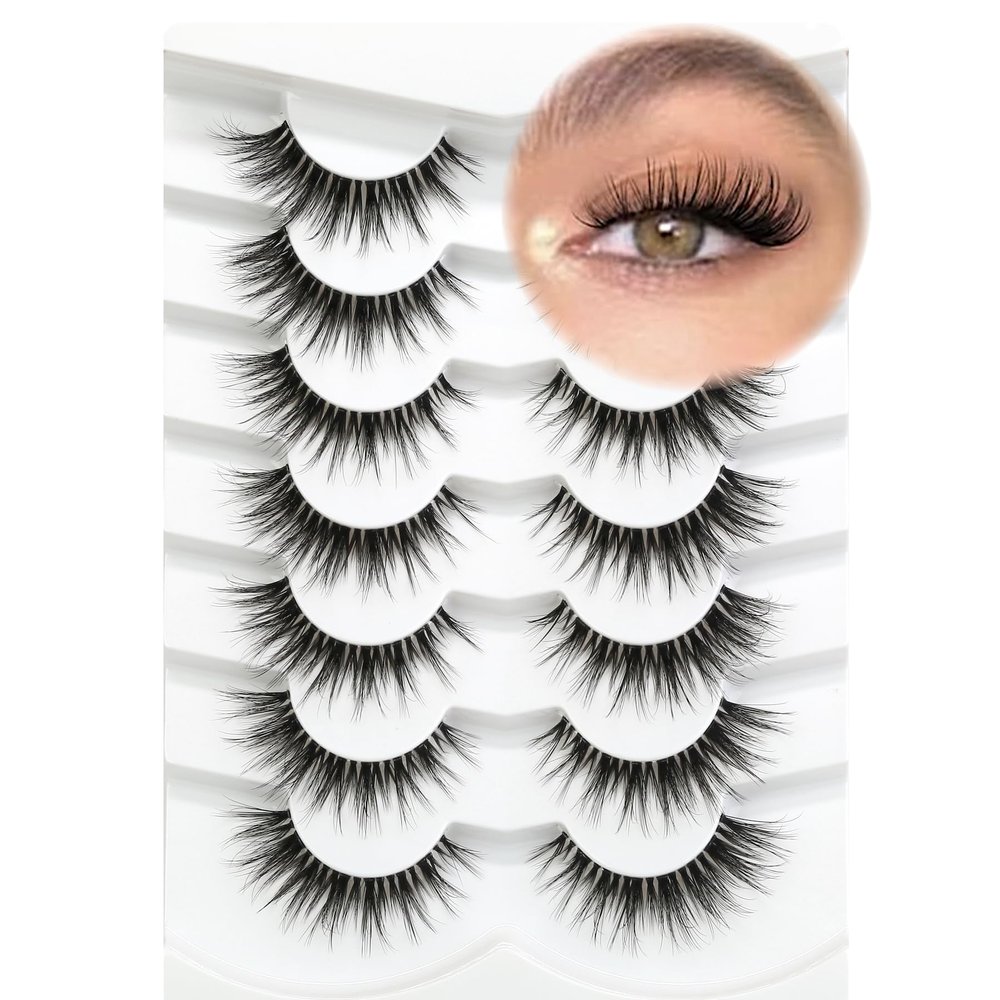 Happy Heartbeat 3D Clear Band Cat-Eye False Eyelashes, No. 219, 7 Pairs