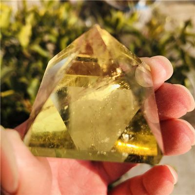WGPHD Natural Citrine Crystal Pyramid Gemstone for Meditation, Healing, Decoration, Chakra and Reiki, 3 cm