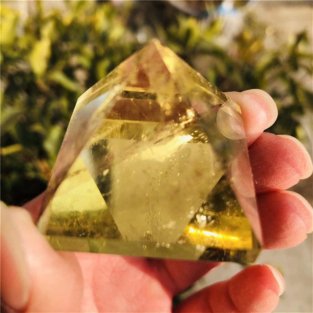 WGPHD Natural Citrine Crystal Pyramid Gemstone for Meditation, Healing, Decoration, Chakra and Reiki, 3 cm