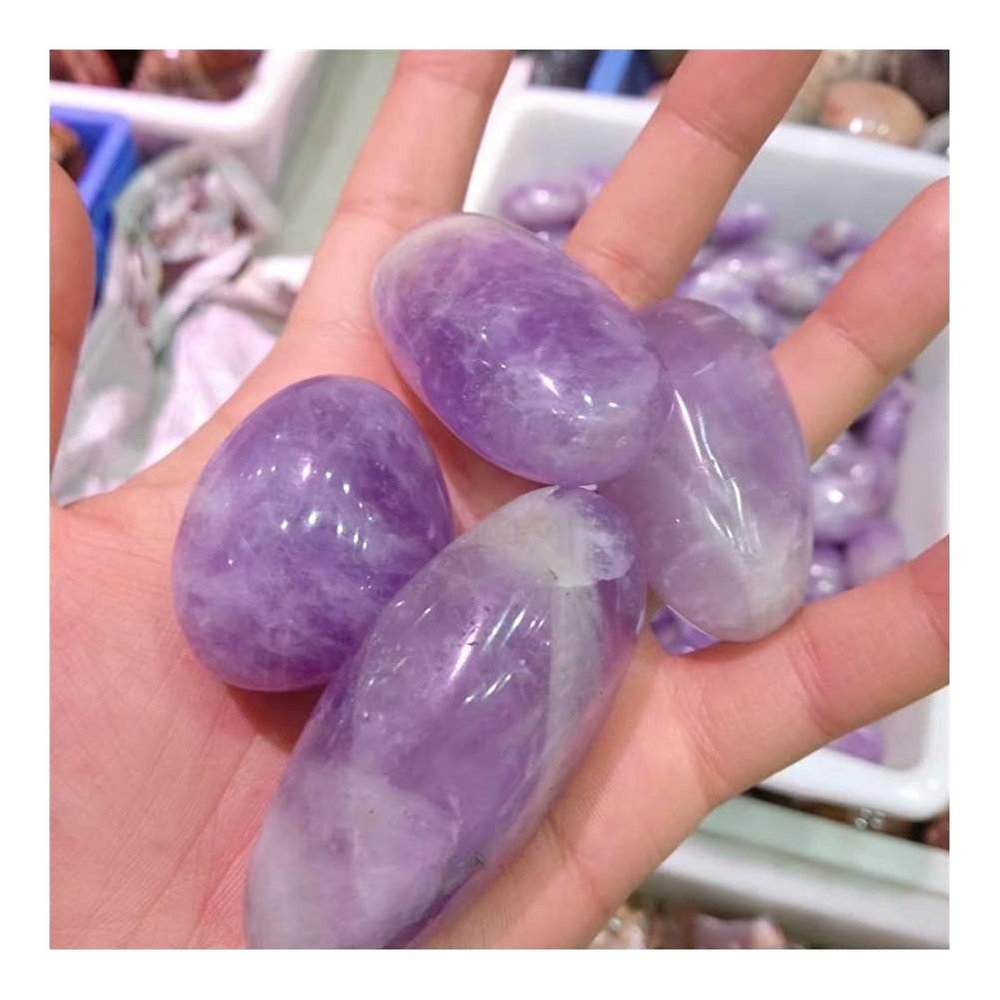 WGPHD Natural Amethyst Quartz Tumbled Stone, Polished Gemstone for Meditation