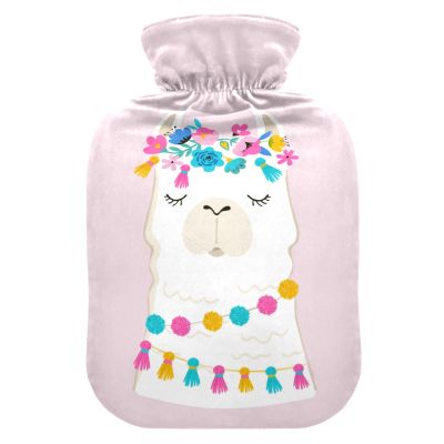 YOUJUNER Hot Water Bottle with Alpaca-Llama Print Cover, 1 L