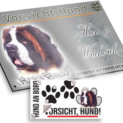 Here I Keep Watch Dog Sign, St. Bernard, 15 x 9.5 cm