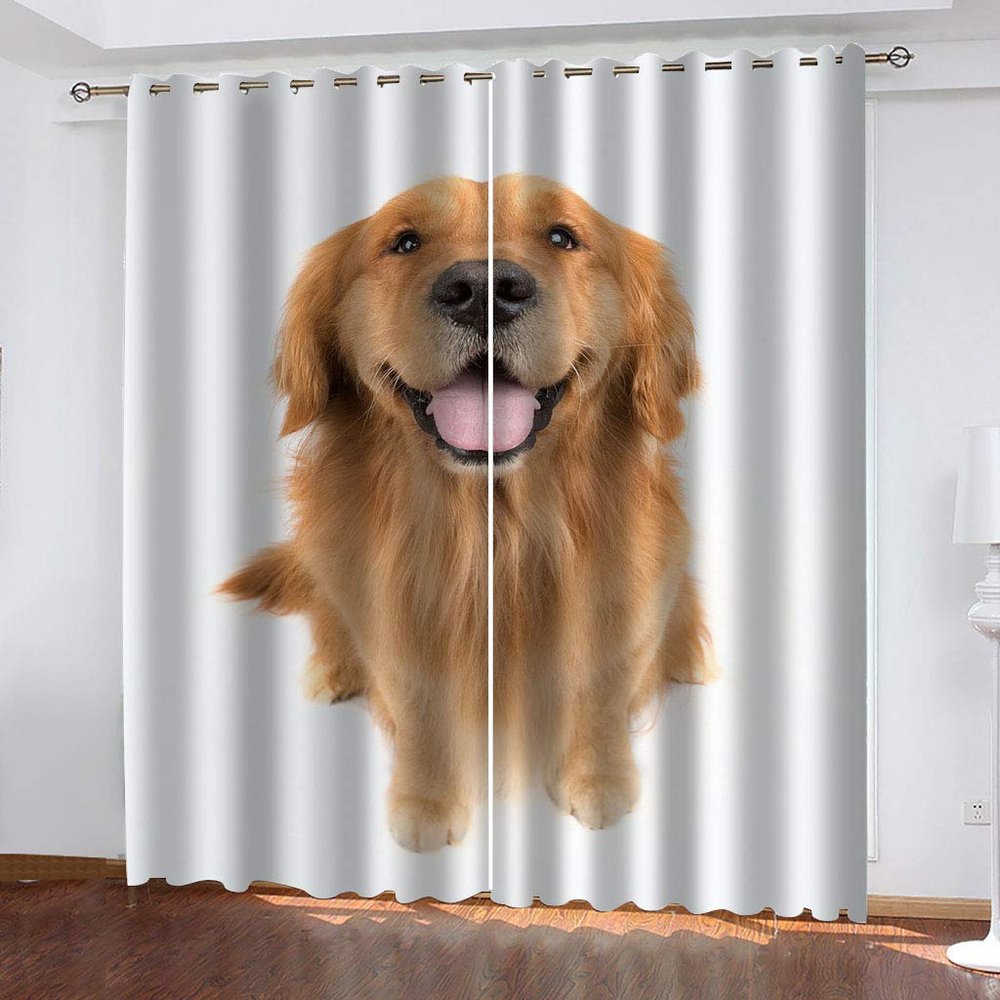 ZSSEZS Blackout Curtains for Kids' Room, Yellow Dog Design, 2-Piece Set, 160 x 200 cm