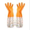 BOSUGE Kitchen Gloves, 2 Pairs of Lined Rubber Cleaning Gloves, Long Dishwashing Gloves, Orange Sheep view 1