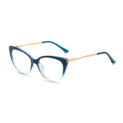 LJCZKA Vintage Blue Light Blocking Cat-Eye Glasses for Women, Non-Prescription Metal Frames
