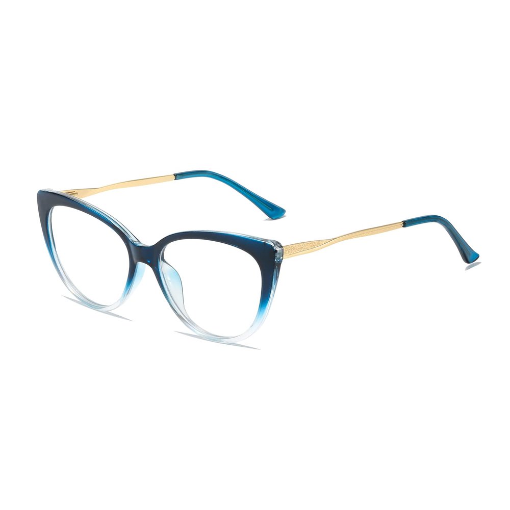 LJCZKA Vintage Blue Light Blocking Cat-Eye Glasses for Women, Non-Prescription Metal Frames