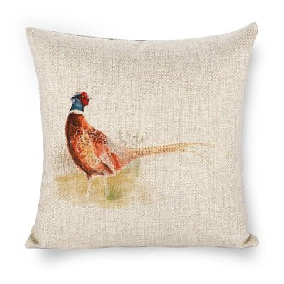 Icotoibabie Linen Pillow Cover, Pretty Pheasant, 18 x 18 in, Double-Sided