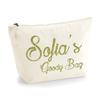 Personalized Name, Initials or Text Cosmetic Bag with Textured Print - Gold Glitter - S | Natural view 1