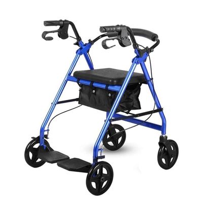 Folding Lightweight Rollator with Seat, Aluminum Walker, Blue