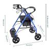 Folding Lightweight Rollator with Seat, Aluminum Walker, Blue view 3