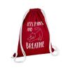 Red Drawstring Bag “Let’s Paws and Breathe” Cat & Pet Design, 12 L view 1