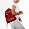 Red Drawstring Bag “Let’s Paws and Breathe” Cat & Pet Design, 12 L view 2