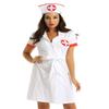 MSemis Sexy Nurse Lingerie Set, 3-Piece Short-Sleeve Button-Down Uniform Dress with Belt and Hat view 1