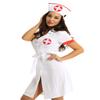 MSemis Sexy Nurse Lingerie Set, 3-Piece Short-Sleeve Button-Down Uniform Dress with Belt and Hat view 2