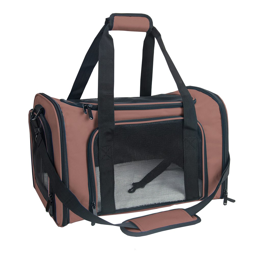 NextFri Collapsible Pet Carrier for Small and Medium Cats and Dogs, TSA-Approved, Medium, Brown
