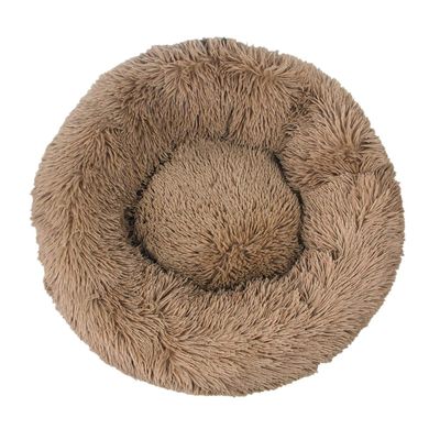 Lukery Round Plush Donut Dog & Cat Bed, Khaki, 110 cm