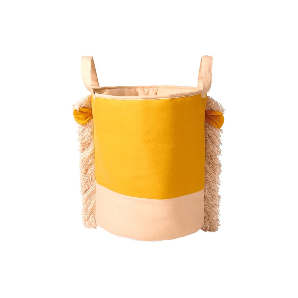 Nordic Coast Company Toy Basket, Lion Yellow/Natural, 100% Cotton Jersey, 45 cm