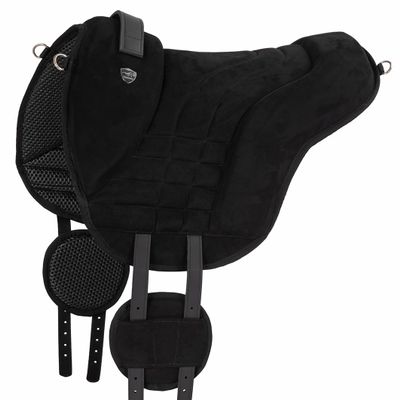 Equinate Harper Pony Bareback Riding Pad, Black Synthetic Suede