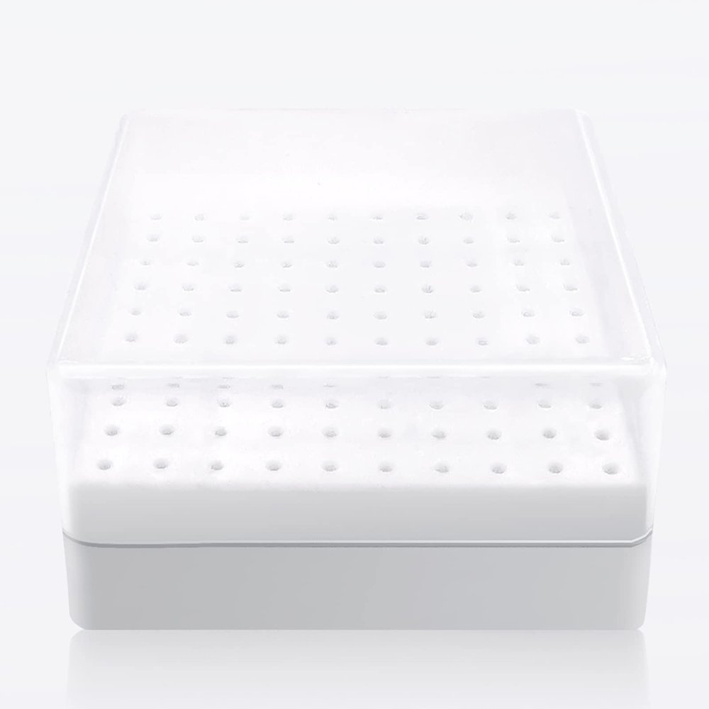 Nail Drill Bit Holder Organizer, 100-Hole Case, White