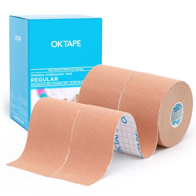 OK TAPE Basic Kinesiology Tape, Uncut, 5 cm x 5 m, 2 Rolls, Beige