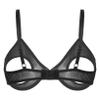 Kaerm Women's Black Sheer Mesh Open-Cup Underwire Bra, V-Neck, Backless, Size S view 2