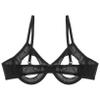 Kaerm Women's Black Sheer Mesh Open-Cup Underwire Bra, V-Neck, Backless, Size S view 3